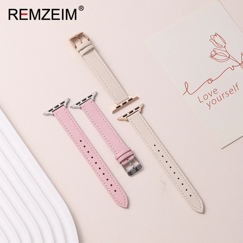 حزام جلدي نحيف لساعة أبل الترا 2 لسلسلة IWatch 10 9 8 7 6 5 4 3 سوار ساعة أبل 44/40/45/46/41/42/49 ملم