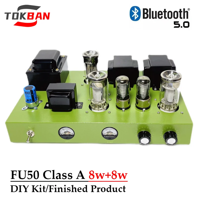 Tokban Fu50 Vacuum Tube Amplifier Kit Diy 8w*2 Aux Bluetooth 5.0 Vu Meter High Power Class A Audio Amplifier Amp