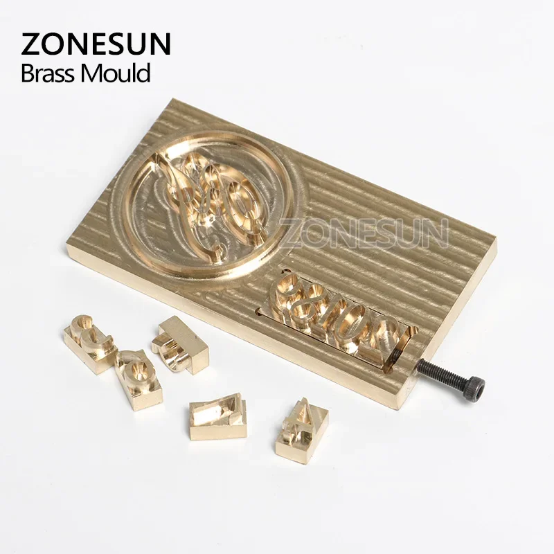 ZONESUN DIY Brass Stamp Mold Branding Iron Logo Hot Foil Stamping Mold For Leather PU Wood Paper Initial Number Changeable