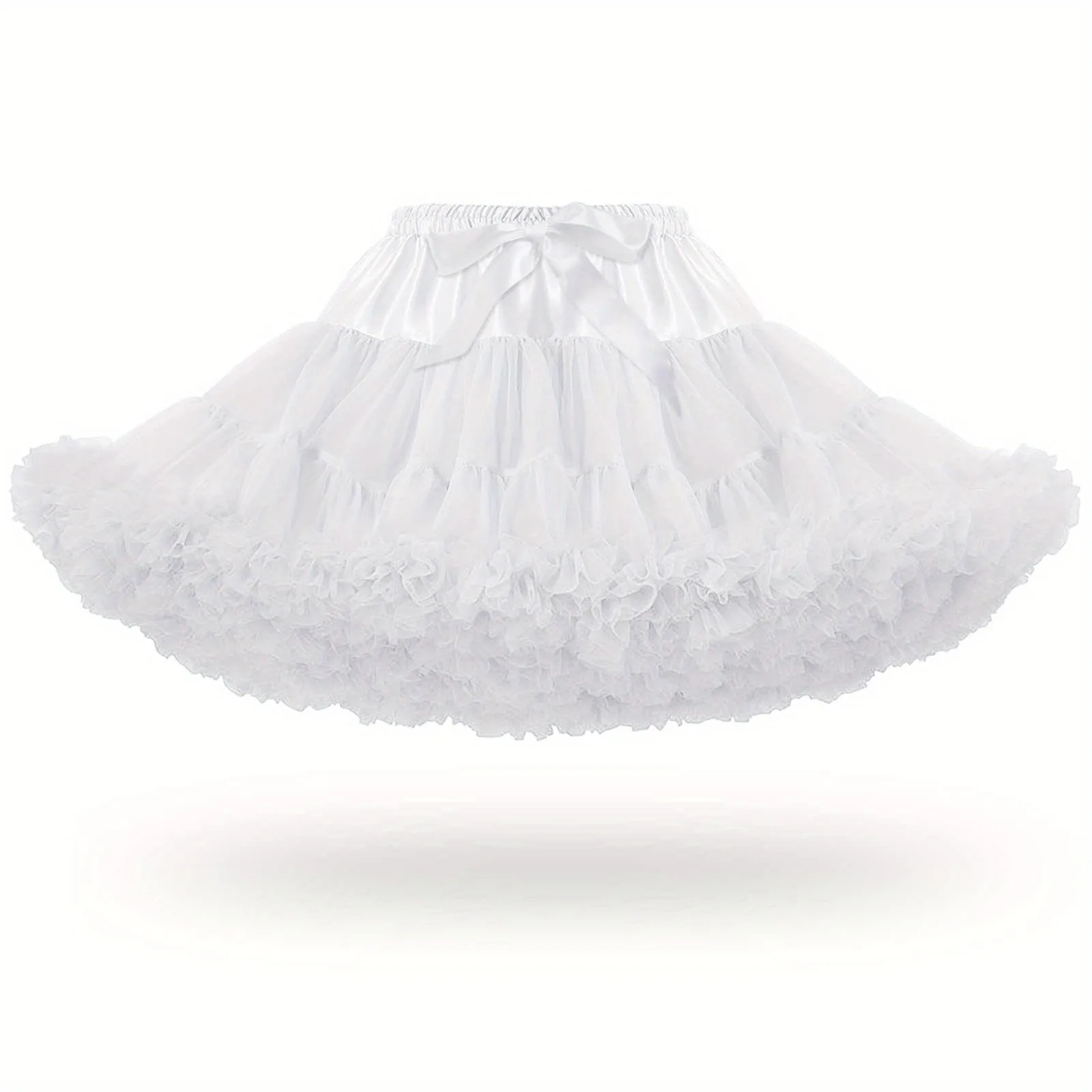 Women's Fluffy Tutu Skirt Crinoline Underskirt 2 Layers of Lace Petticoat White and Black Mini Skirt Rock Ladies Club Outfit