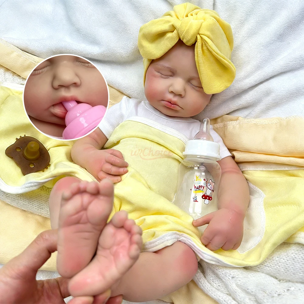 20inch Warm Companion Silicone Reborn Doll Fine Realistic Details Soft Full Body Comfort Doll Can Open Mouth Loulou for Elderly People Living Alone