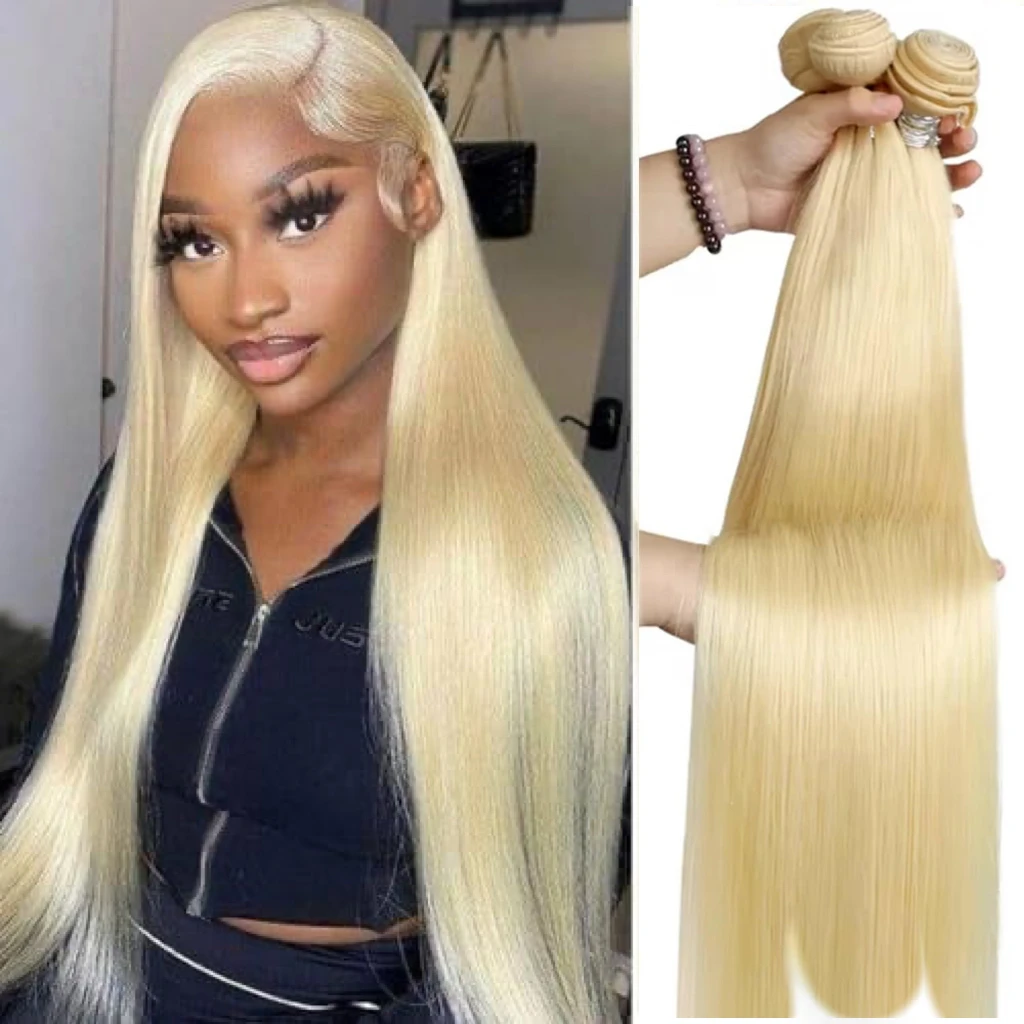 

36, 38, 40 дюймов, пучки 1/3/4 шт. 613 пучков человеческих волос, прямые светлые волосы, пучки для женщин, двойной уток, уток волос Remy