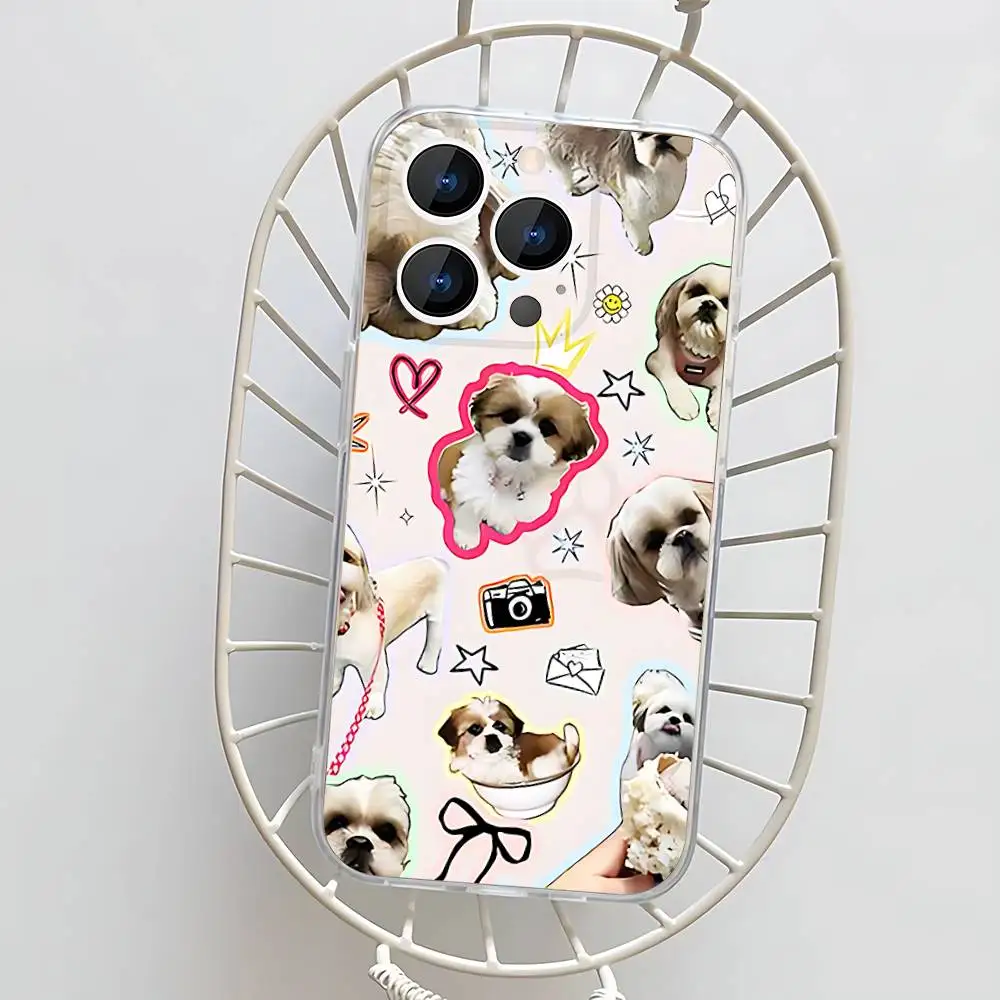 Casing Ponsel Anjing Shih Tzu untuk iPhone 17,16,15,14,13,12,11 Pro,Max,Plus,X,XS,XR,SE4,E Mini Transparan Lembut