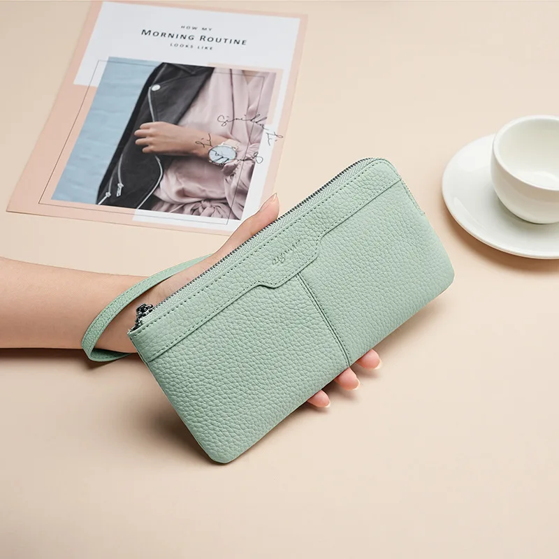 genuine-leather-women-long-clutch-wallet-zipper-multi-card-slots-phone-purse-multifunctional-hand-wristlet-coin-pocket-handbag