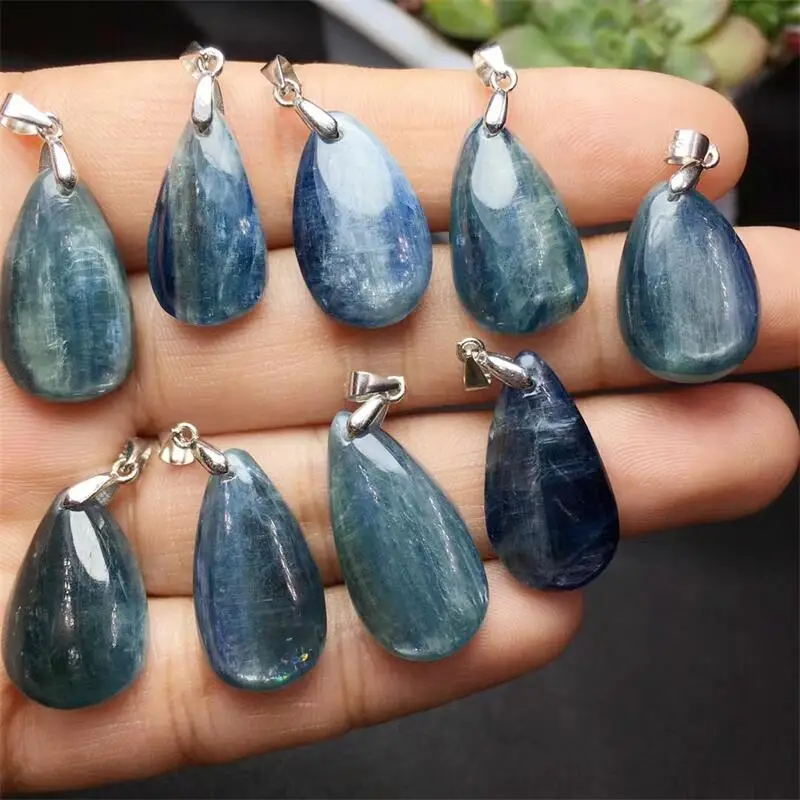 S925 Natural Clear Green Kyanite Teardrop Pendant Energy Gemstone Fine Jewelry Necklace For Women Party Holiday Gift 1PCS