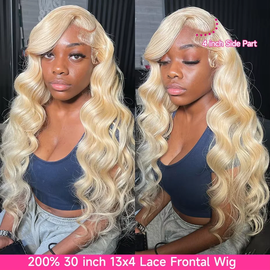 200 Dichte 613 lockiges Echthaar Perücke 40 Zoll 13 x 6 HD transparente Spitze Frontal Blonde Körperwelle Perücken vorgezupft mit Babyhaar