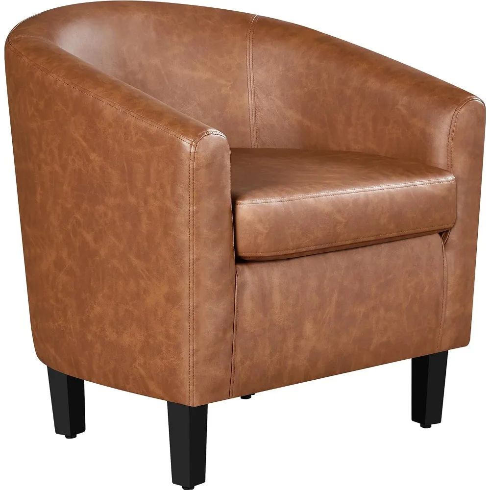 

Faux Leather Armchair Comfy Club Chairs with Soft Seat for Living Room Bedroom Reading Room Waiting Room, Brown