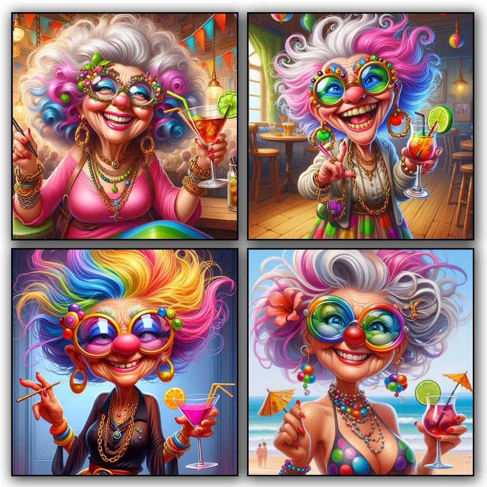 

Удивительная счастливая старая бабушка 5D DIY Полный квадратный круглый алмазный живопись Наборы для вышивки крестом Новый 2024 Мозаика Алмазная вышивка для дома