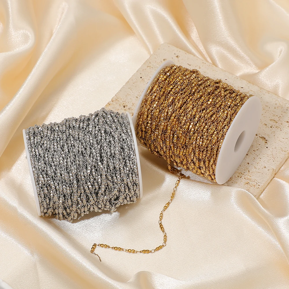 1 Meter Edelstahl-Goldperlenketten für DIY-Handschmuck, Halsketten, Armbänder, Ohrringe und Zubehör für Damen – Detail 5