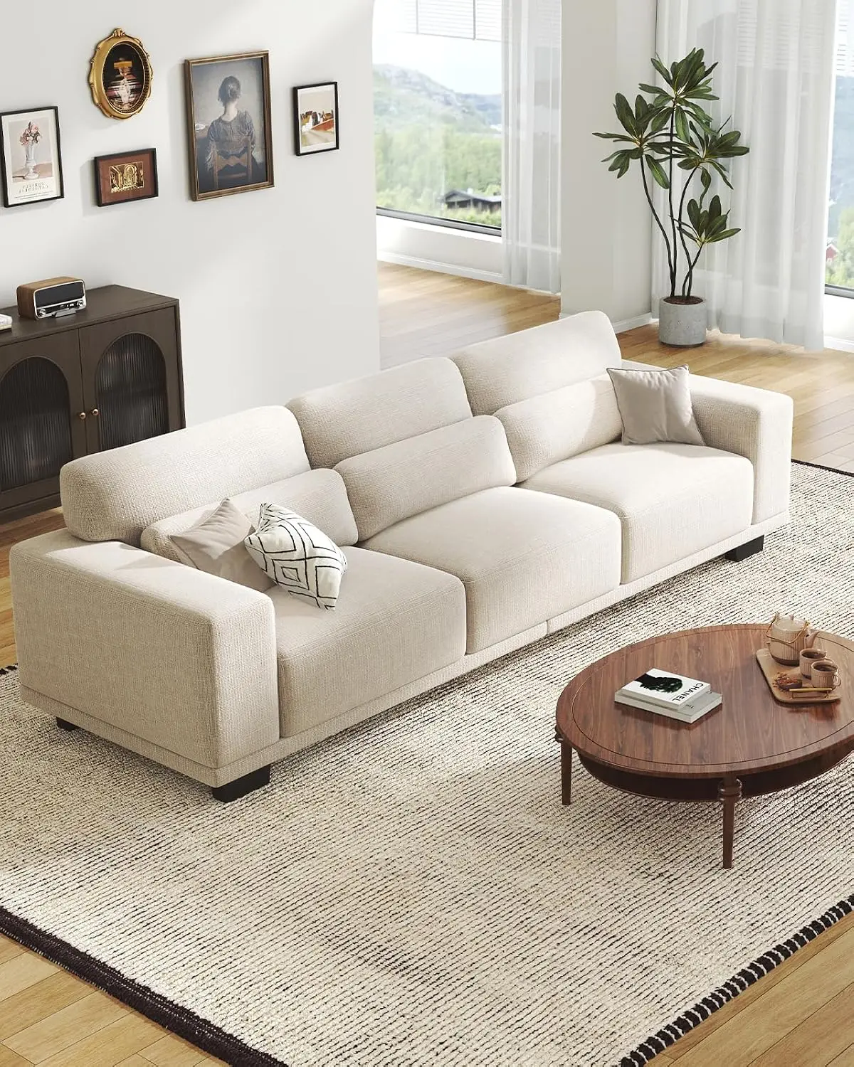 3-Seater Sofa Deep Seat Wide Armrest, 89