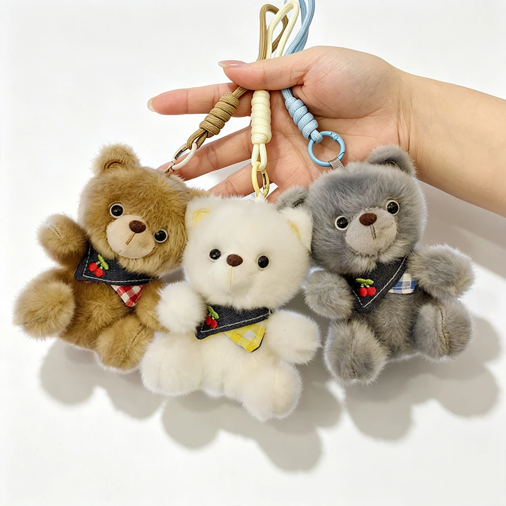 Cartoon Plush Teddy Bear Doll Keychain Backpack Charm Pendant Fashion Couple Gift Toy For Teen Girls Women