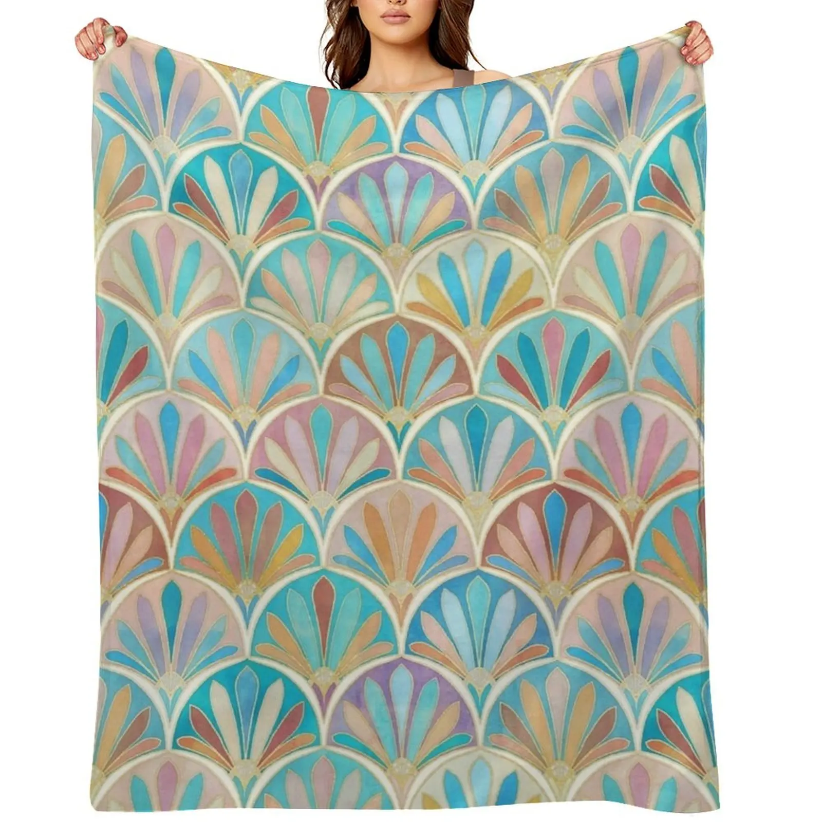 

Vintage Twenties Art Deco Pastel Pattern Throw Blanket for babies Heavy Decoratives Thermal Blankets