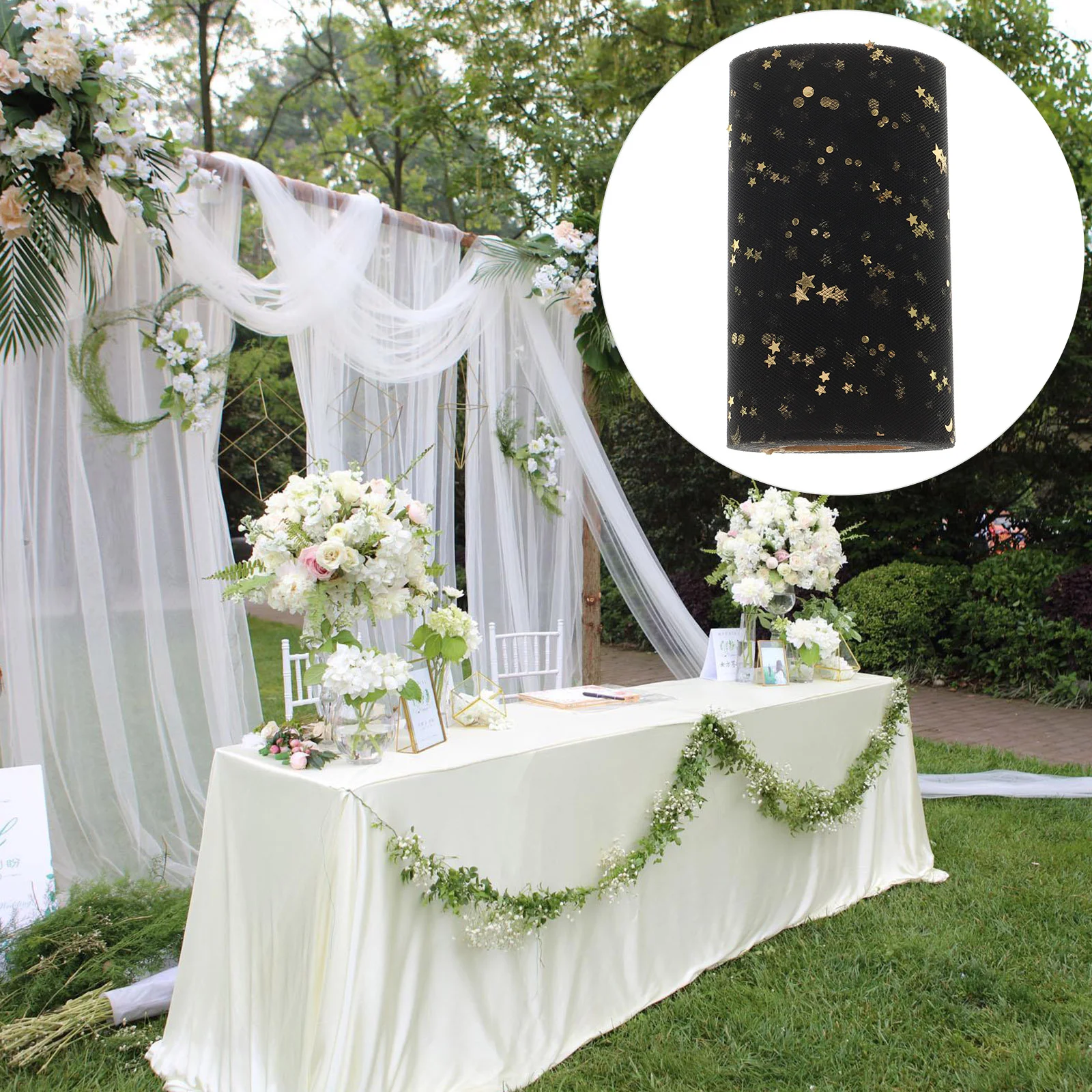 

2280X15Cm Sequins Skirt Gauze Desk Cover Wedding Party Decoration Table Skirt Gauze Table Cover For Wedding Decor