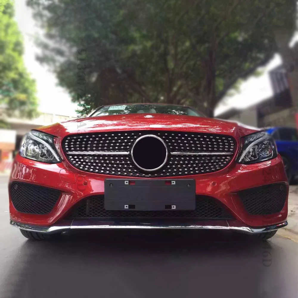 Suitable for Mercedes W205 Mercedes C C205 S205 2014-2021 C200 C260 C180 C250 C300 AMG Tuning GT Diamond Front Bumper Grille