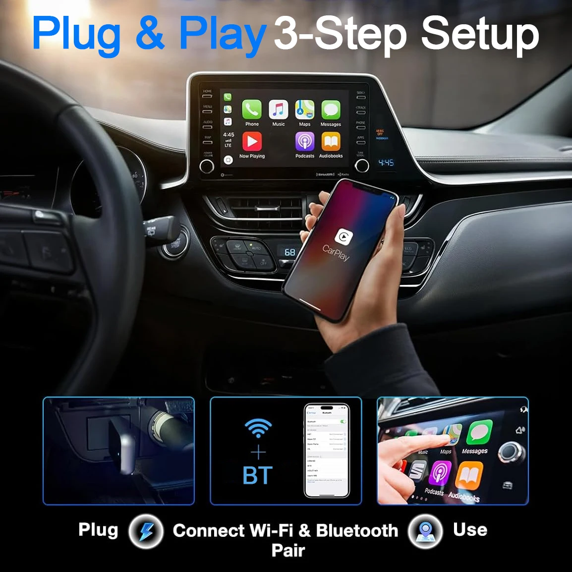 VYVYLABS Wireless CarPlay Adapter Plug-and-play For Fast Stable Wireless Adapter Compatible With Apple iPhone and Android