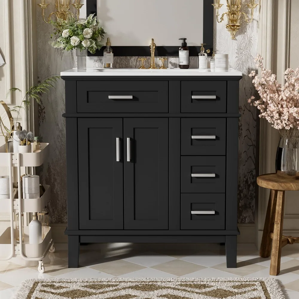 Bathroom Vanity with Ceramic Sink, 30
