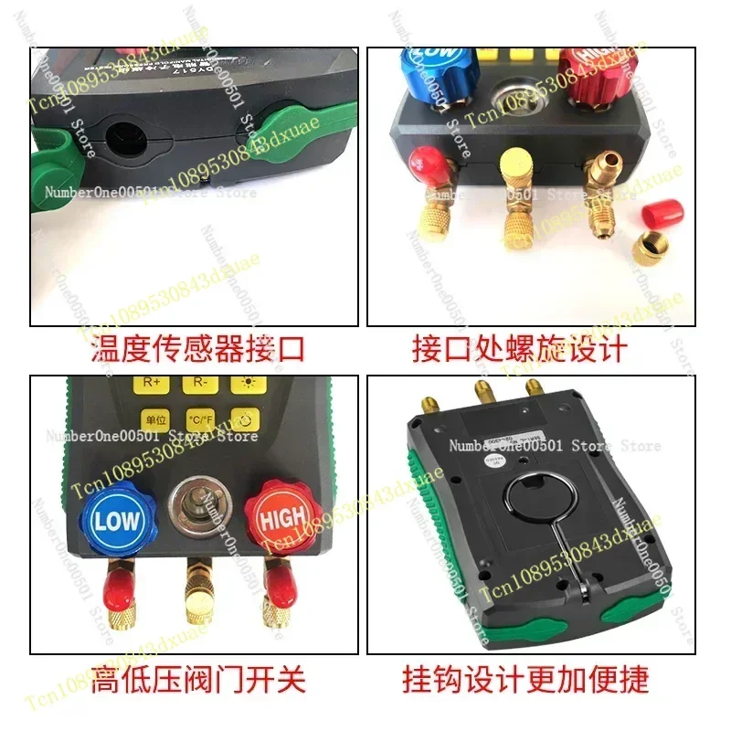DY517A Automotive Electronic Digital Refrigerant Tool Digital Display Air Conditioning Pressure Gauge Add Liquid Meter Set
