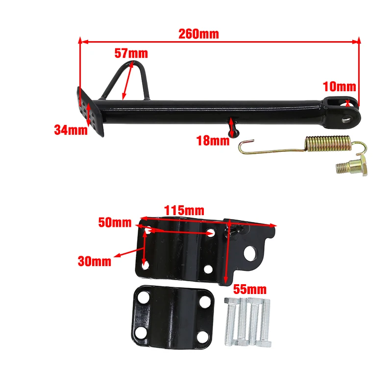 12/14/16/18/20/22/24/26cm Motorcycle Kickstand Side Stand Foot Bracket Motor Scooter Side Stand Support Motorbike Stands Parts