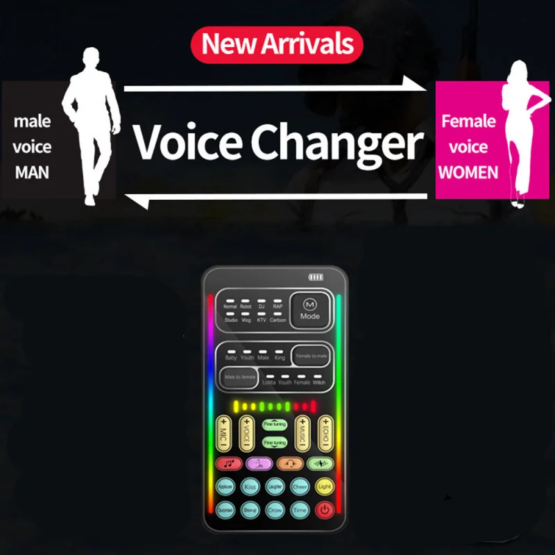 

Portable Voice Changer Sound Card - 8Different sounds suitable game streaming