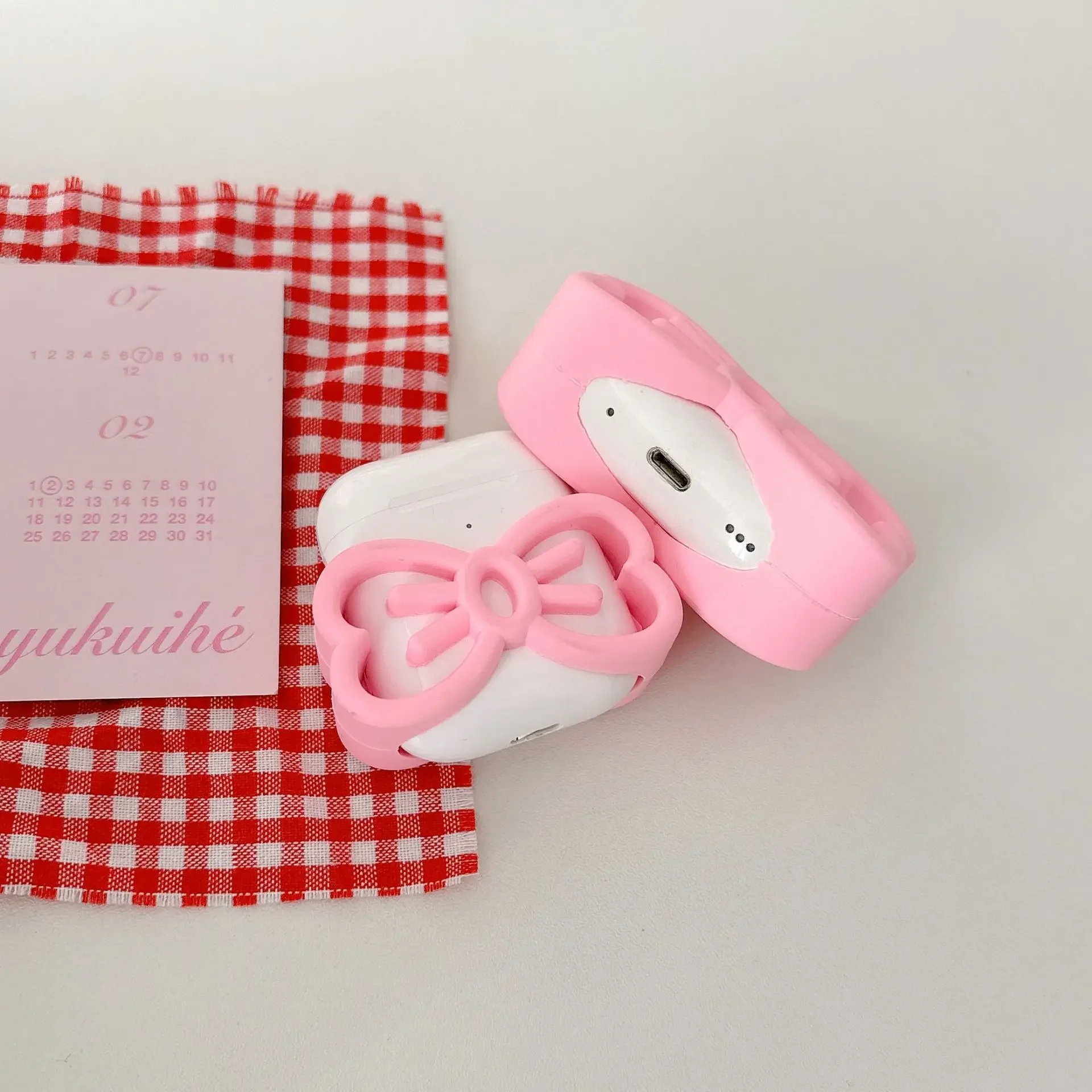 Funda rosa con lazo para AirPods 4, Airpod 1, 2, 3 Pro Pro2, auriculares Bluetooth, caja de carga, funda para auriculares