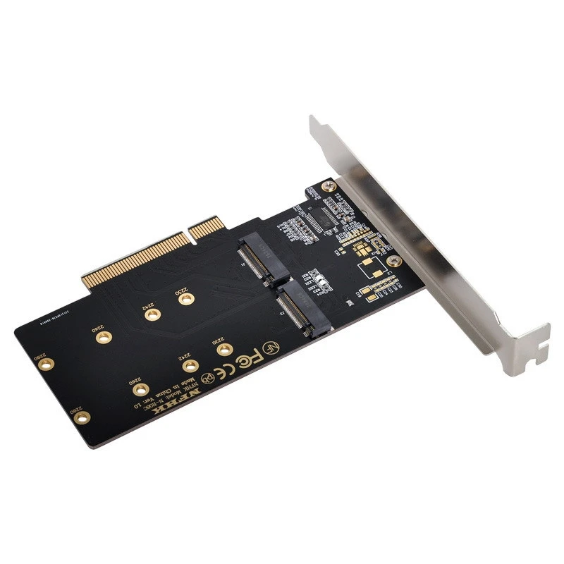 

PCI-E 3.0 X8 to Dual M.2 (M-Key) Adapter, Dust-Proof and Non-Conductive Adapter Supports 2230, 2242, 2260 and 2280 Sizes