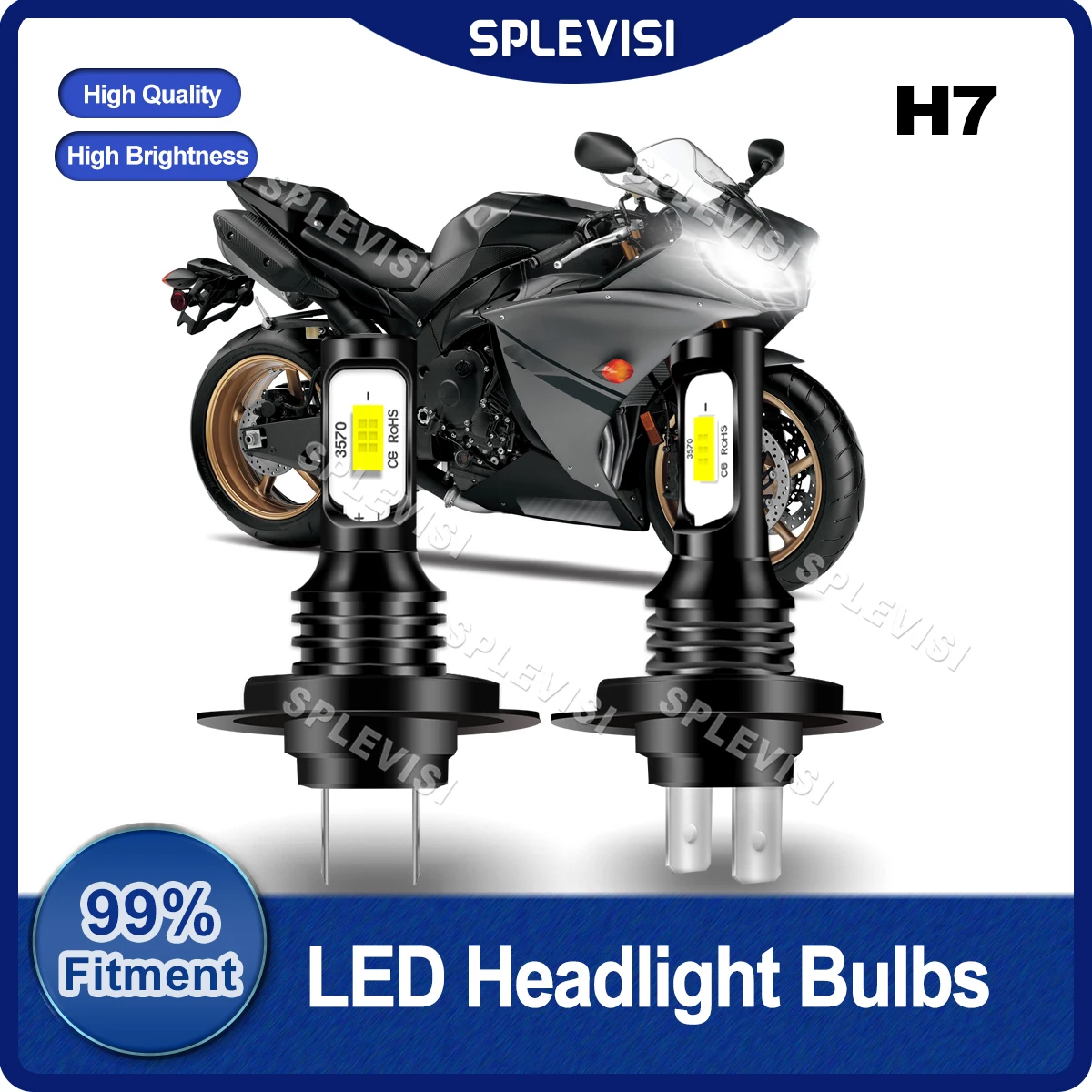 2x Motorcycle LED H7 Headlight Bulbs 12v-24v 8000LM For Yamaha YZF R1 2007-2021 Super Tenere XTZ1200 2012-2018 YZF R6 2006-2020