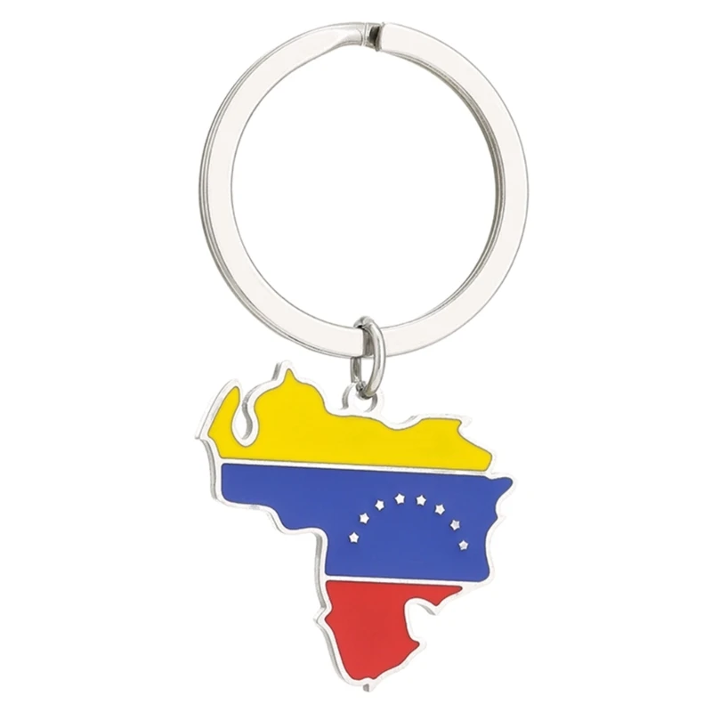 Venezuela Map Keychains Venezuelan Keyrings Stainless Steel Material Perfect Gift for Travelers Culture Lover