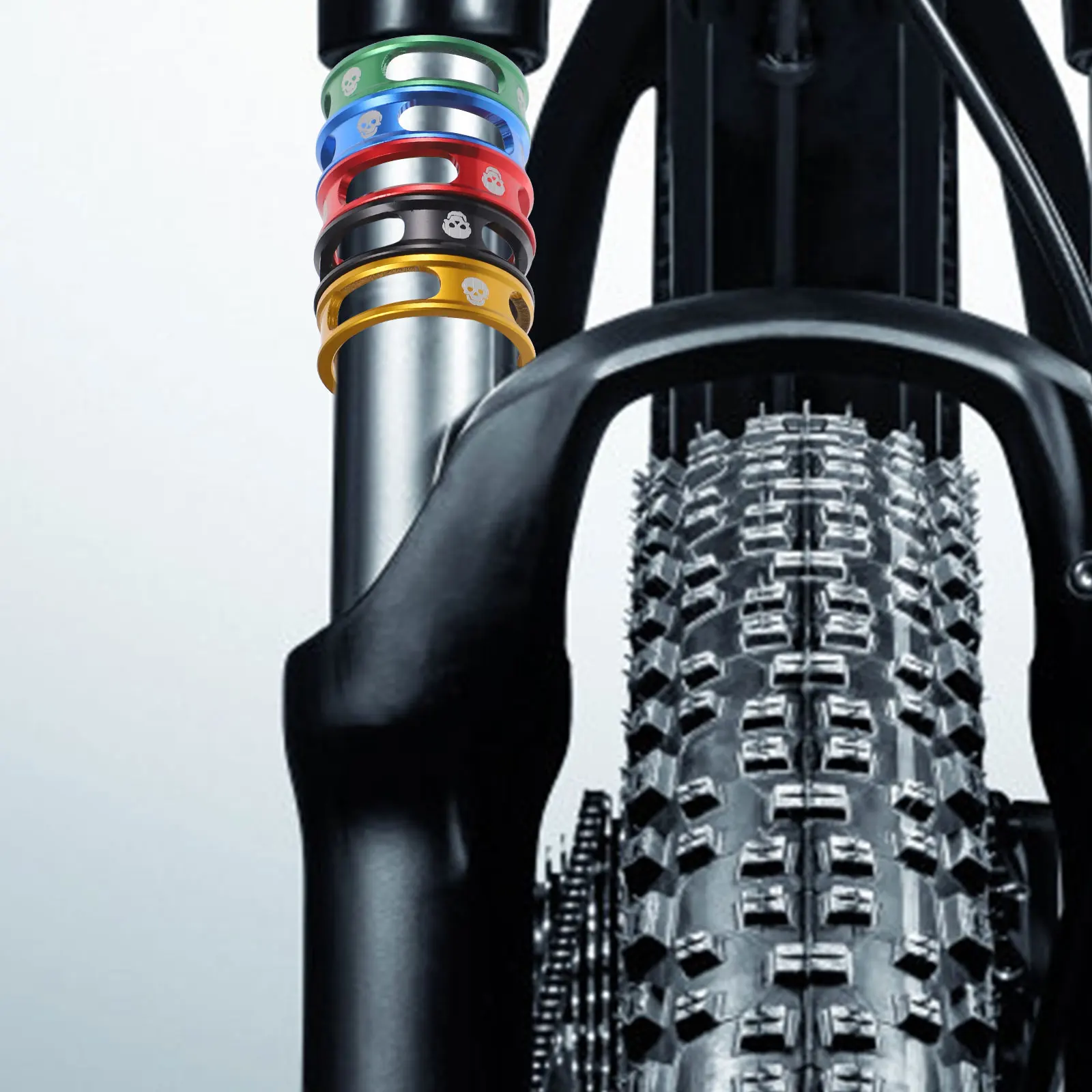 5pcs 28.6Mm Bicycle Washer Aluminum Alloy Spacers For Road Bike Fork Parts Durable Colorful Handlebar Gasket Replacement Red