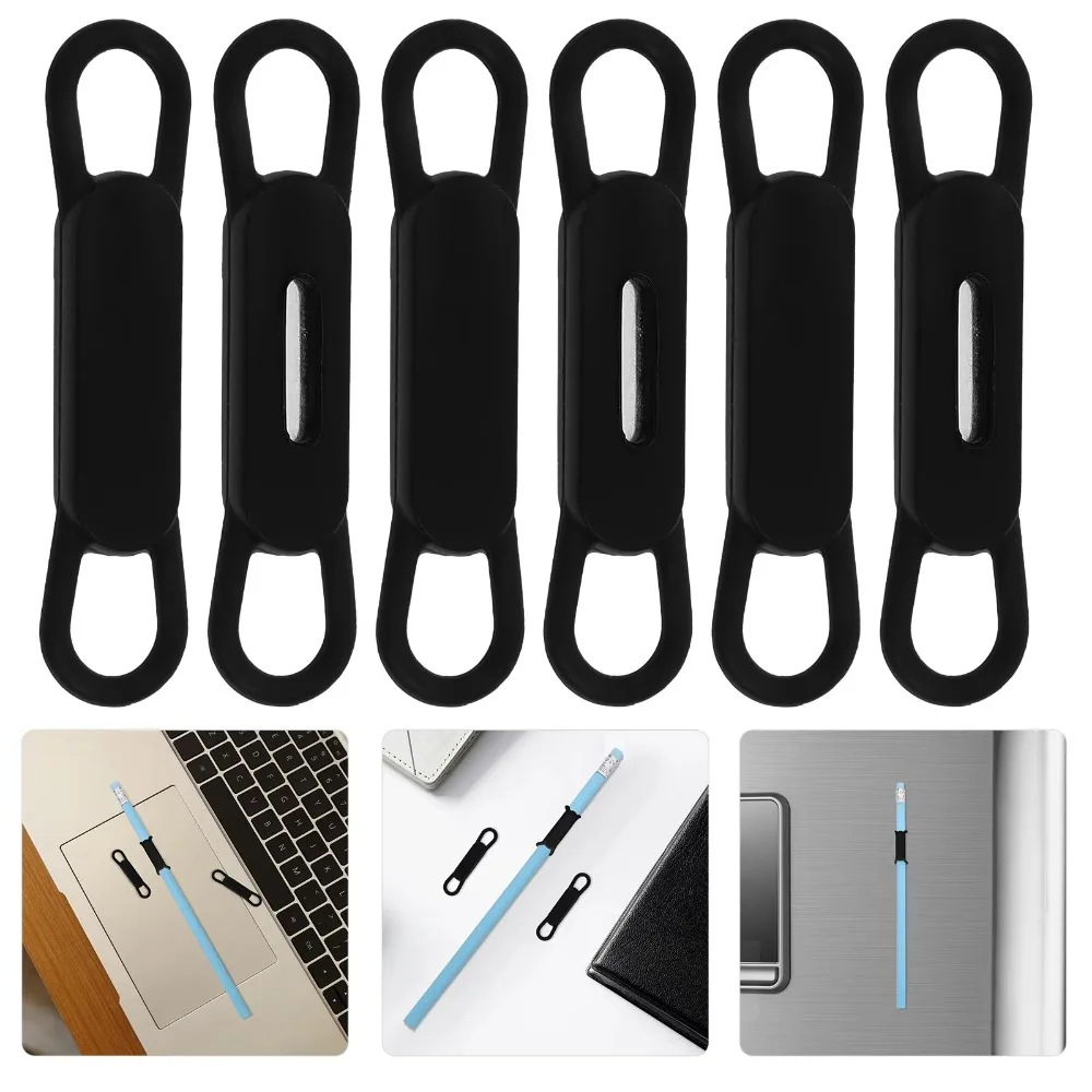 4pcs/set Easy To Store Magnetic Pen Pencil Holder Light Weight Vintage Elastic Band Pen Holder Colorful Portable