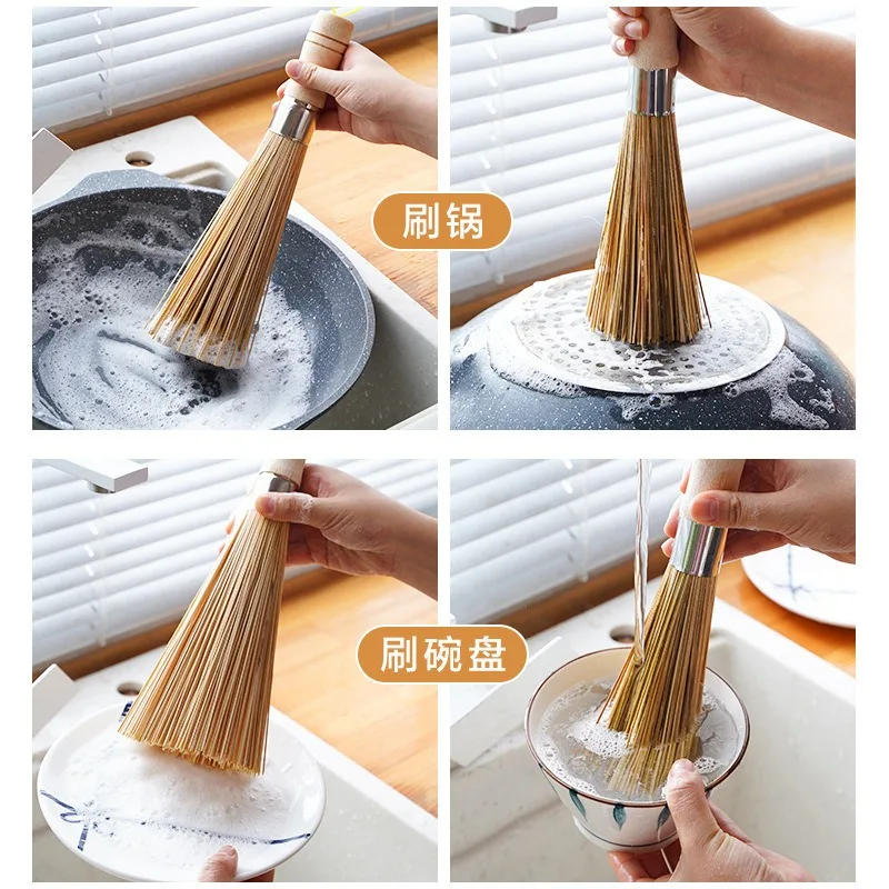 

Natural bamboo brush pot brush pot brush kitchen dishwasher household cleaning bamboo cooking broom