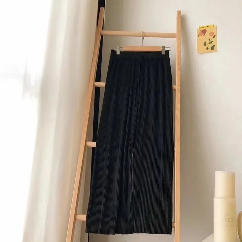 Pantalon ample à jambes larges pour femmes, élastique, taille haute, décontracté, mode coréenne, élégant, Streetwear Y2k, printemps été