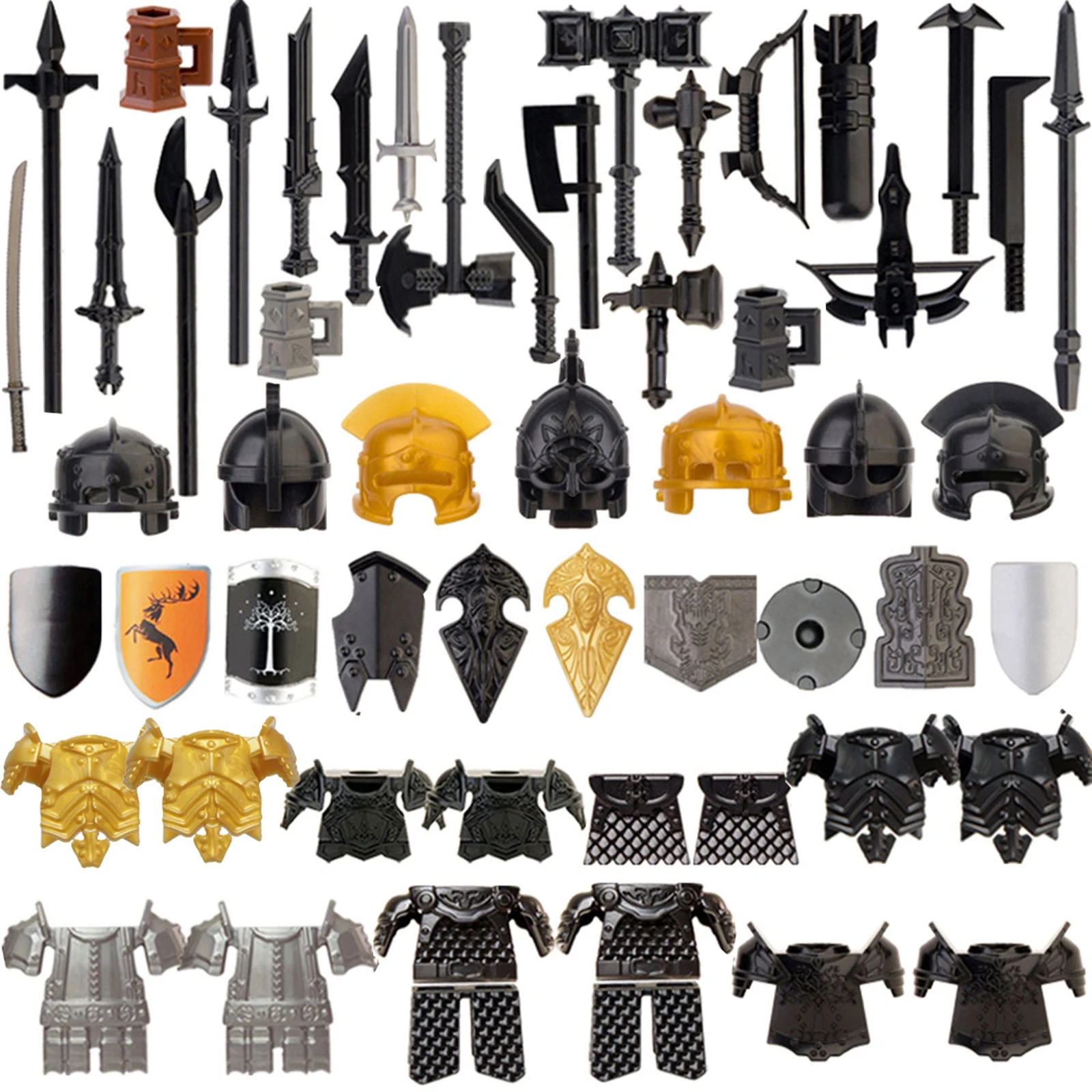 Moc armadura militar capacete arma modelo blocos de construção conjunto para diy minifiguras vestir-se acessórios médio estilo antigo tijolos brinquedo