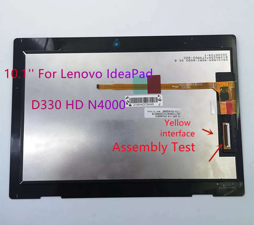 10.1'' For Lenovo IdeaPad D330 HD N4000 / D330 FHD N5000 D330-10IGM 81H3009BSA LCD Display Touch Screen Digitizer Assembly Test