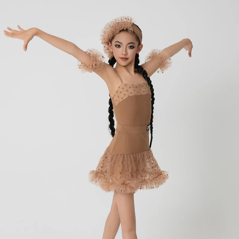 

2024 New Latin Dance Professional Dresses Girls Performance Party Tutu Dress Kids Samba Chacha Latin Dance Costumes SL10600