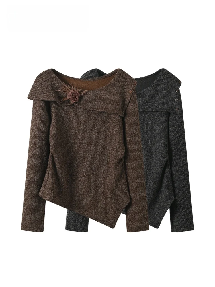 

Женская трикотажная одежда больших размеров с длинным рукавом и круглым вырезом, с эффектом похудения, весенняя мода, повседневная, удобная, дышащая, из полиэстера.