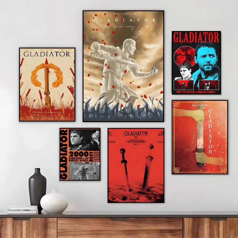 1PC Gladiator Classic Movie Poster Art canvas HD aesthetic Printing Paper Wall Art for Living Room Bar fashion Home Decor