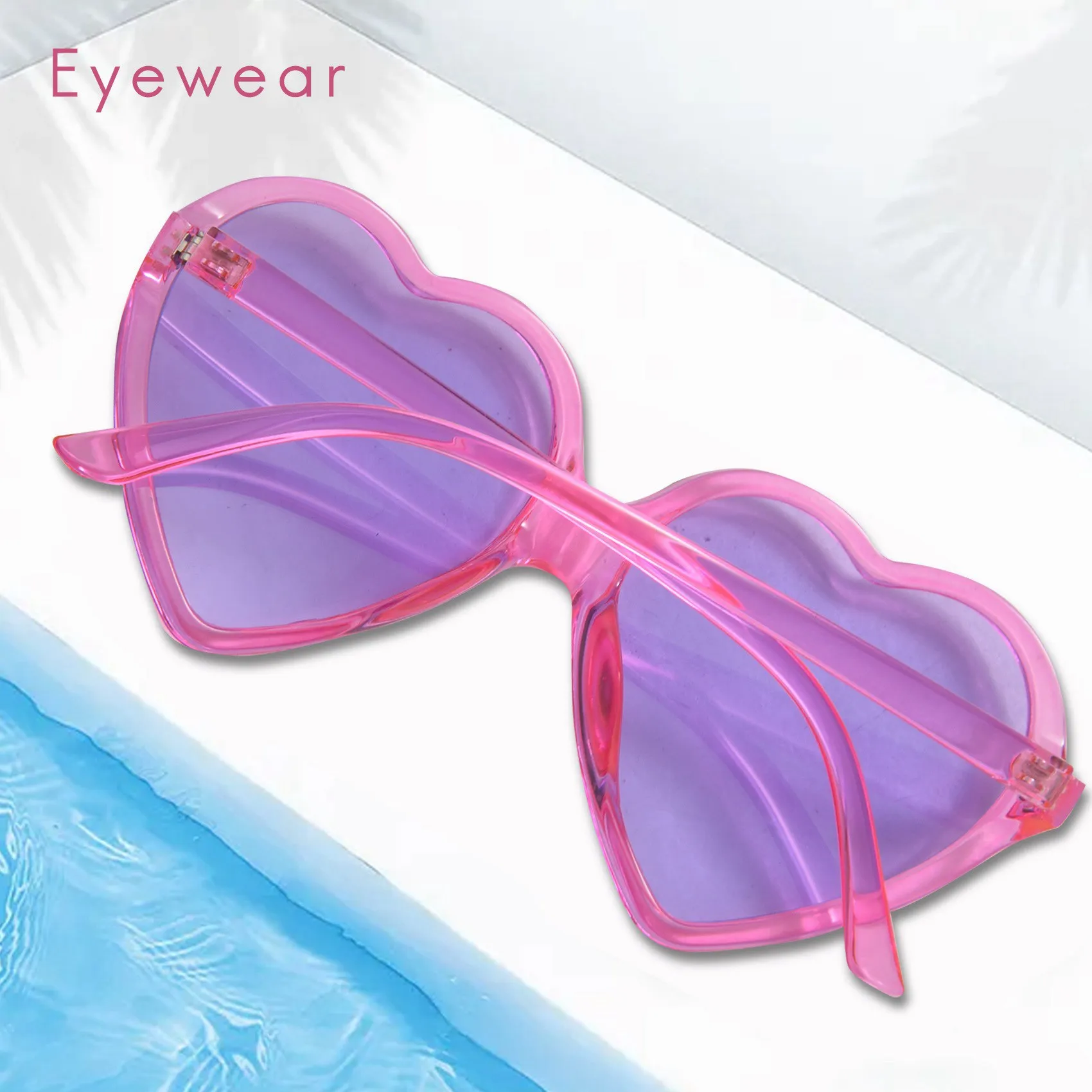 90S Vintage Glasses Fashion Women Lady Girls Oversized Heart Shaped Retro Sunglasses Cute Love Eyewear(Purple)