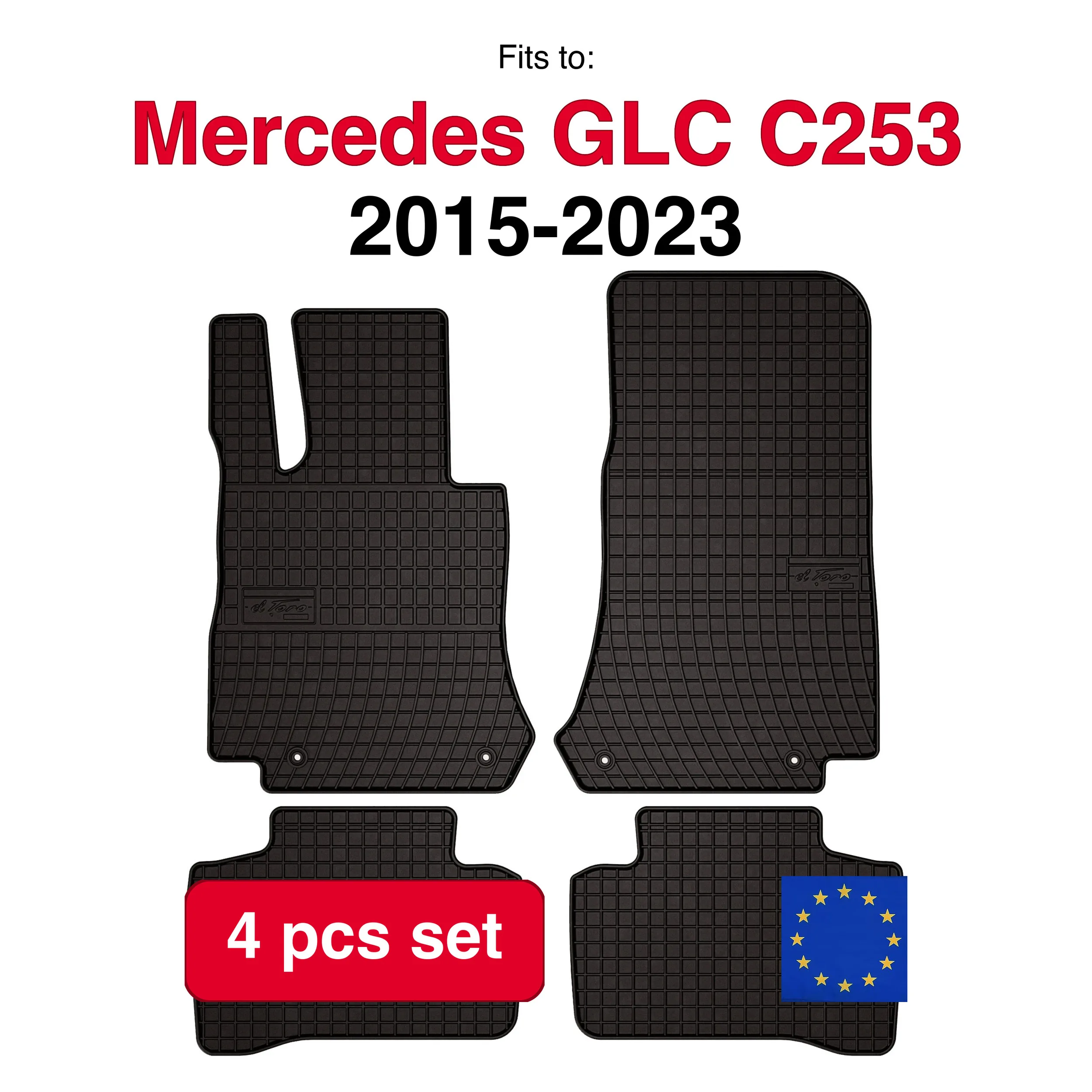 Rubberen automatten voor Mercedes GLC C253 SUV Coupe (2015-2023) - Zwart geschikt voor (4 stuks)