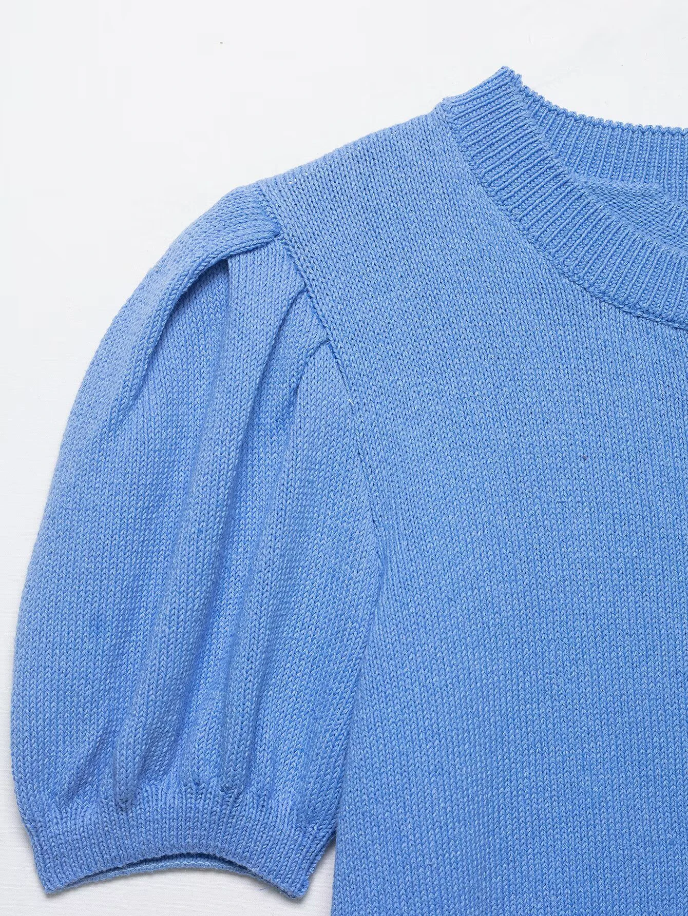 KONDALA Chic Vintage Women Blue Spring Casual Knit Sweater Chic Single Breasted Loose Fashion 2026 Spring Short Sleeve Cardigans image 3