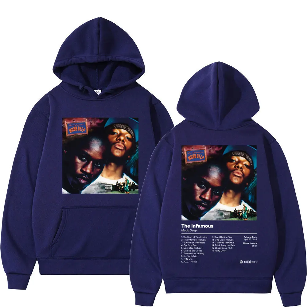 Rapper Mobb Deep Album The Infamous Poster Print Hoodie Moda Hip Hop Vintage Men's high-quality casual sportswear