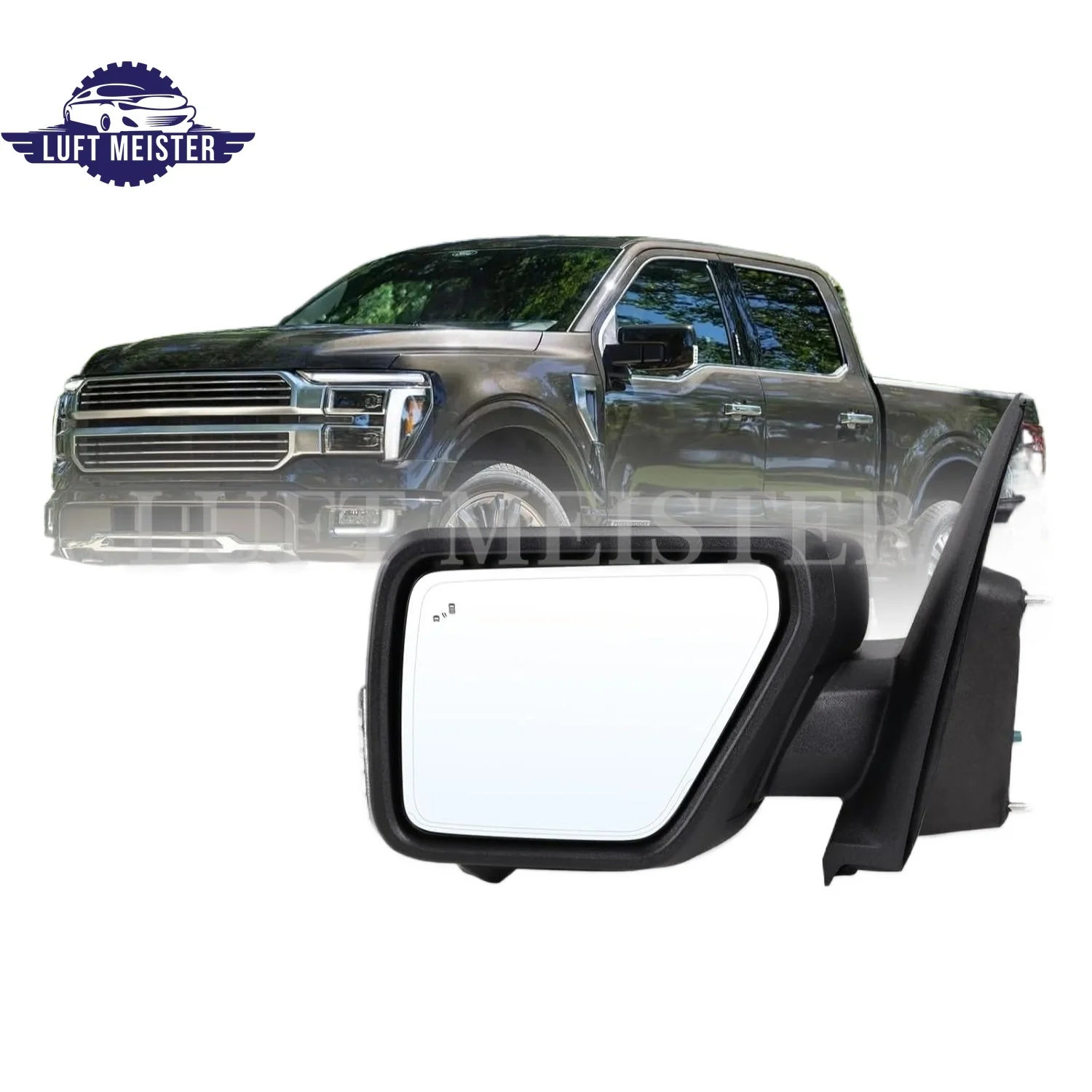 

18+1pins Rear View Mirror for 2021-2025 Ford F150 W/Power Folding Heated Blind Spot Signal Puddle Temperature Sensor Memory