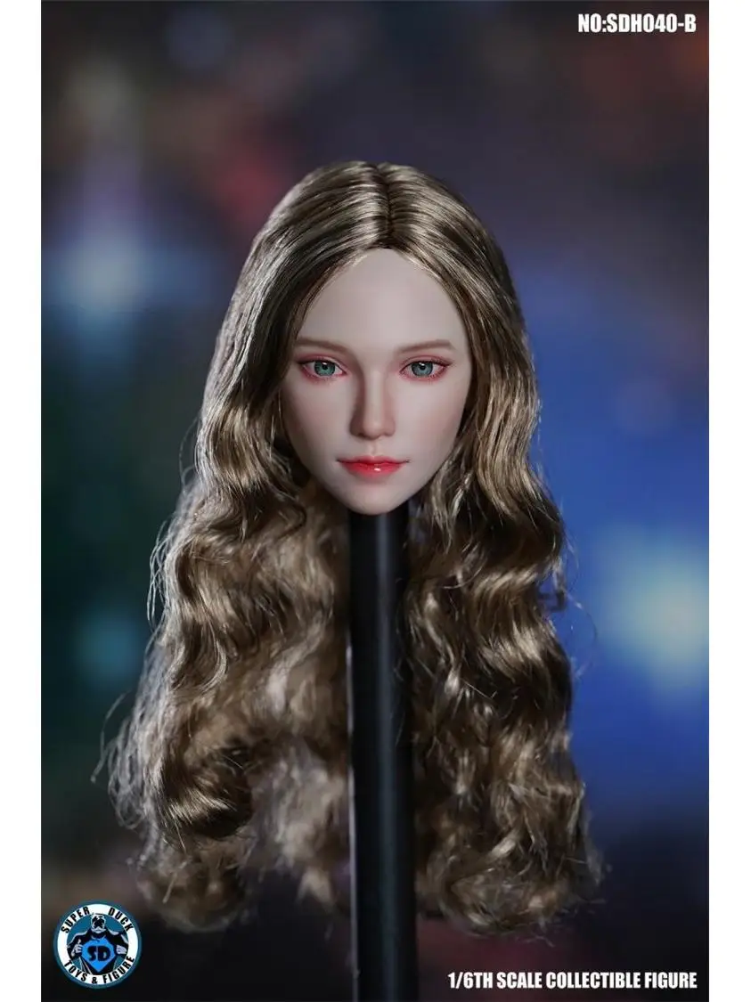 SUPER DUCK 1/6 Scale SDH040 Girl Long Short Curly Hair Female Soldier Head Sculpt Model for 12 Inch PaleTBL Ph JIAOU Doll