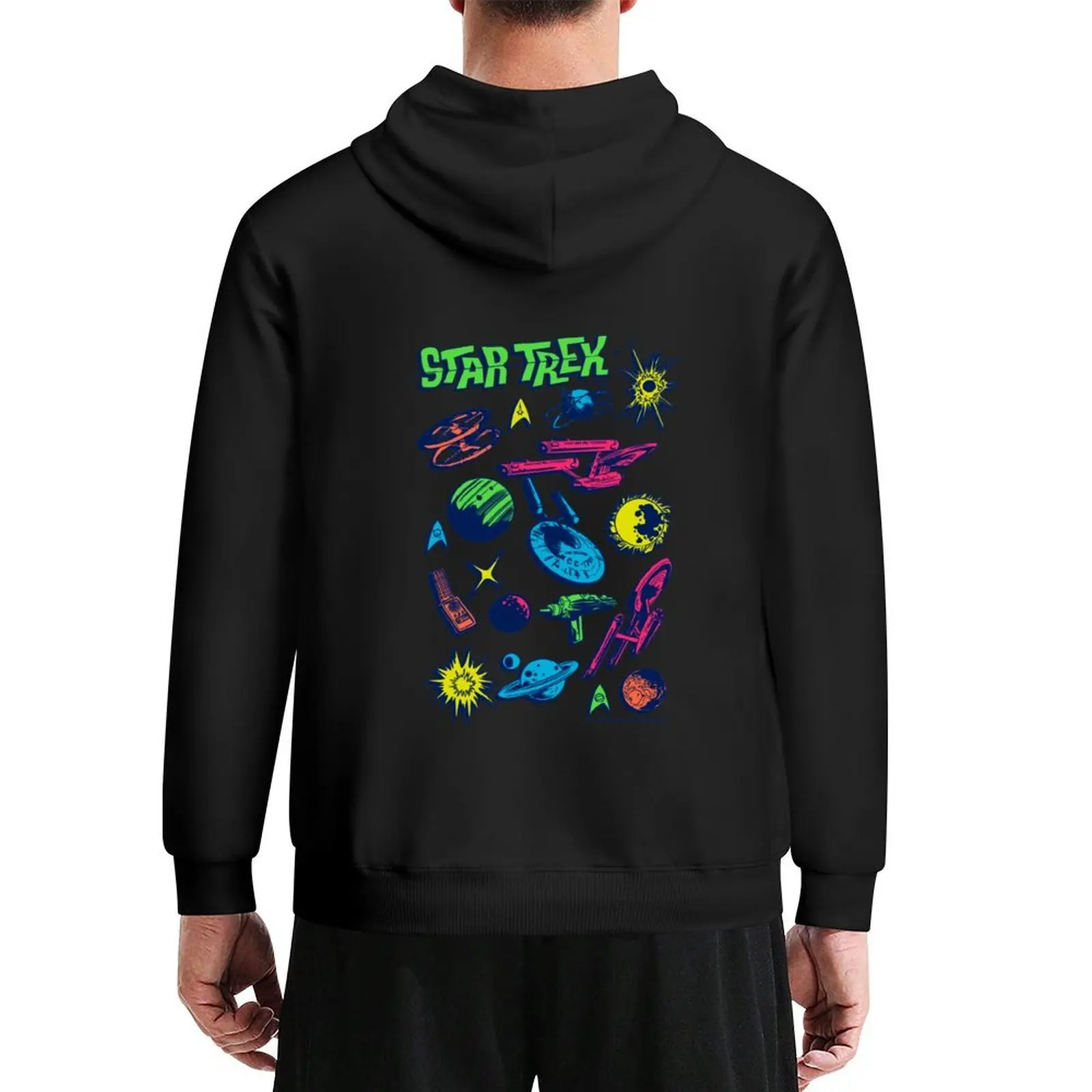 

Star Trek Ships And Planets Neon Retro Collage Hoodie male clothes men's winter sweater aesthetic clothing men's hoodies