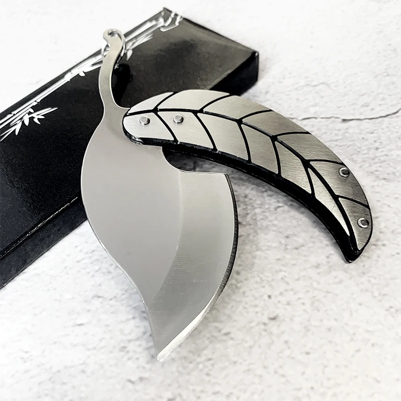 Складной нож из нержавеющей стали для общежития, портативный фруктовый нож с листьями ивы с брелком, креативный мини-экспресс-экспресс, острый нож