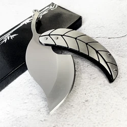 Stainless Steel Folding Knife Dormitory Portable Willow Leaf Fruit Knife with Keychain Creative Mini Express Express Sharp Knife