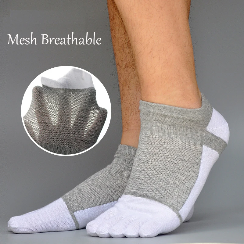 Color Block Five Fingers Toe Socks Women Breathable Mesh Cotton Ankle Socks Sports Casual Short Split Toe Socks3double