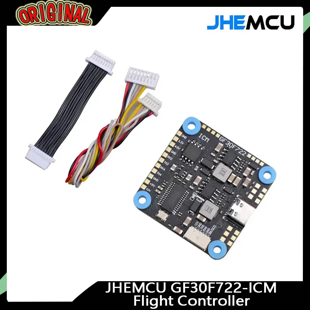 

JHEMCU GF30F722-ICM F722 Flight Controller - Barometer, OSD, 5V/10V Dual BEC, 3-8S Input, 30.5x30.5mm for FPV Freestyle Drones