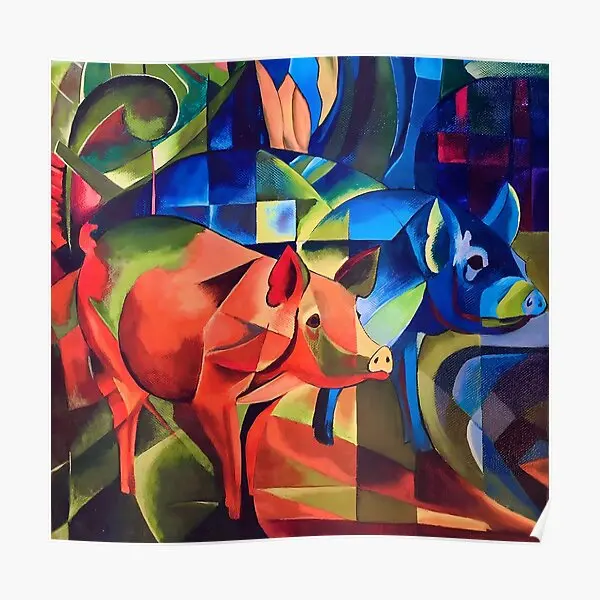 Pigs By Franz Marc  Poster Wall Room Painting Decoration Print Vintage Funny Home Art Modern Mural Picture Decor No Frame