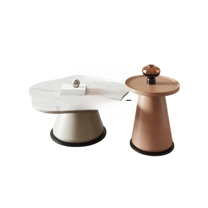 Cream Style Microlite round Flower Coffee Table Home Living Room Small Apartment Side Table
