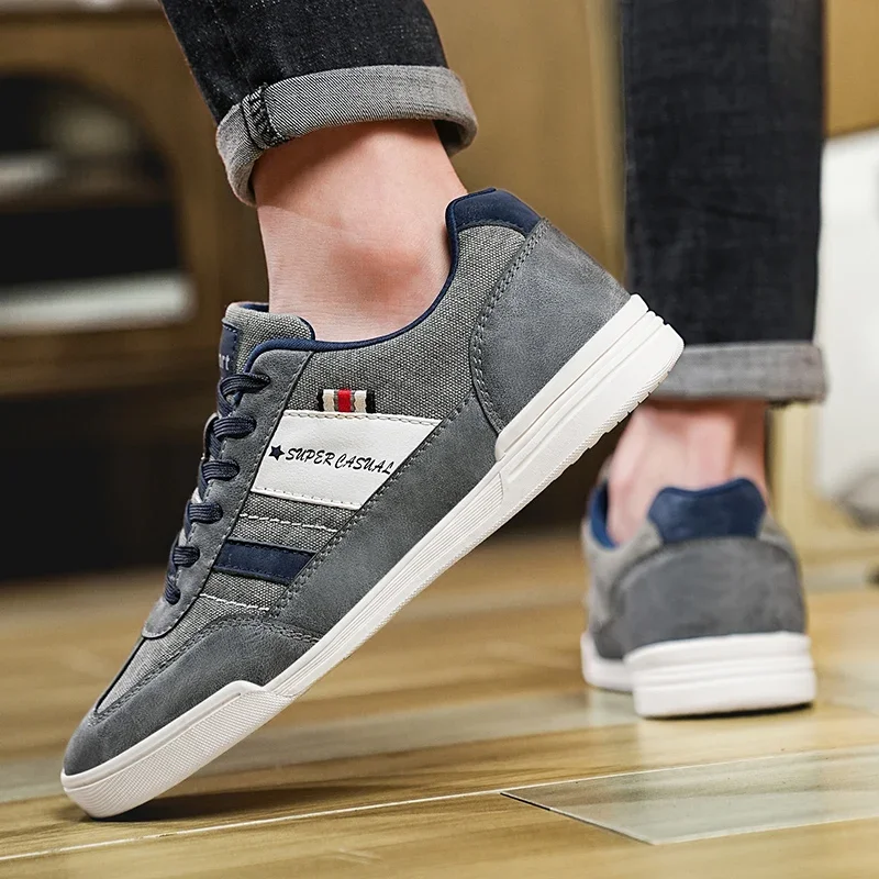 ELUVA Herren Canvas-Schuhe Hochwertige Atmungsaktive Schnürschuhe Große Größen bis 48 Komfortable Weiche Sohle Rutschfeste Casual Skateboard-Schuhe für Männer – Detail 17